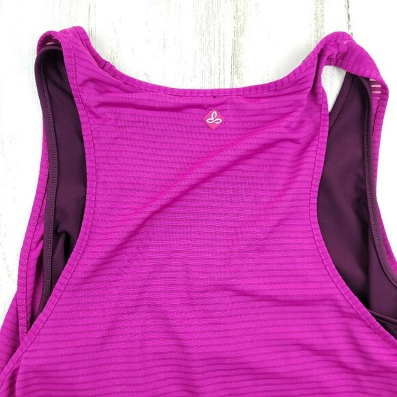 Prana Women's Sleeveless Scoop Neck Top Burnout Double Layer pink SZ S - Picture 6 of 6